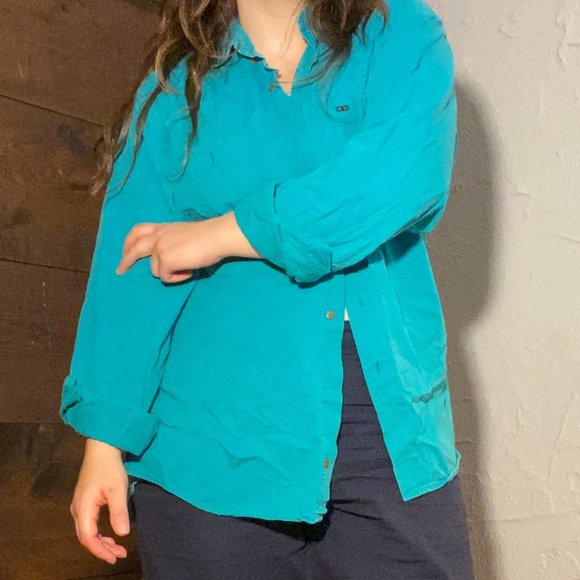 Vintage Teal Oversized Button Down - Picture 3 of 10